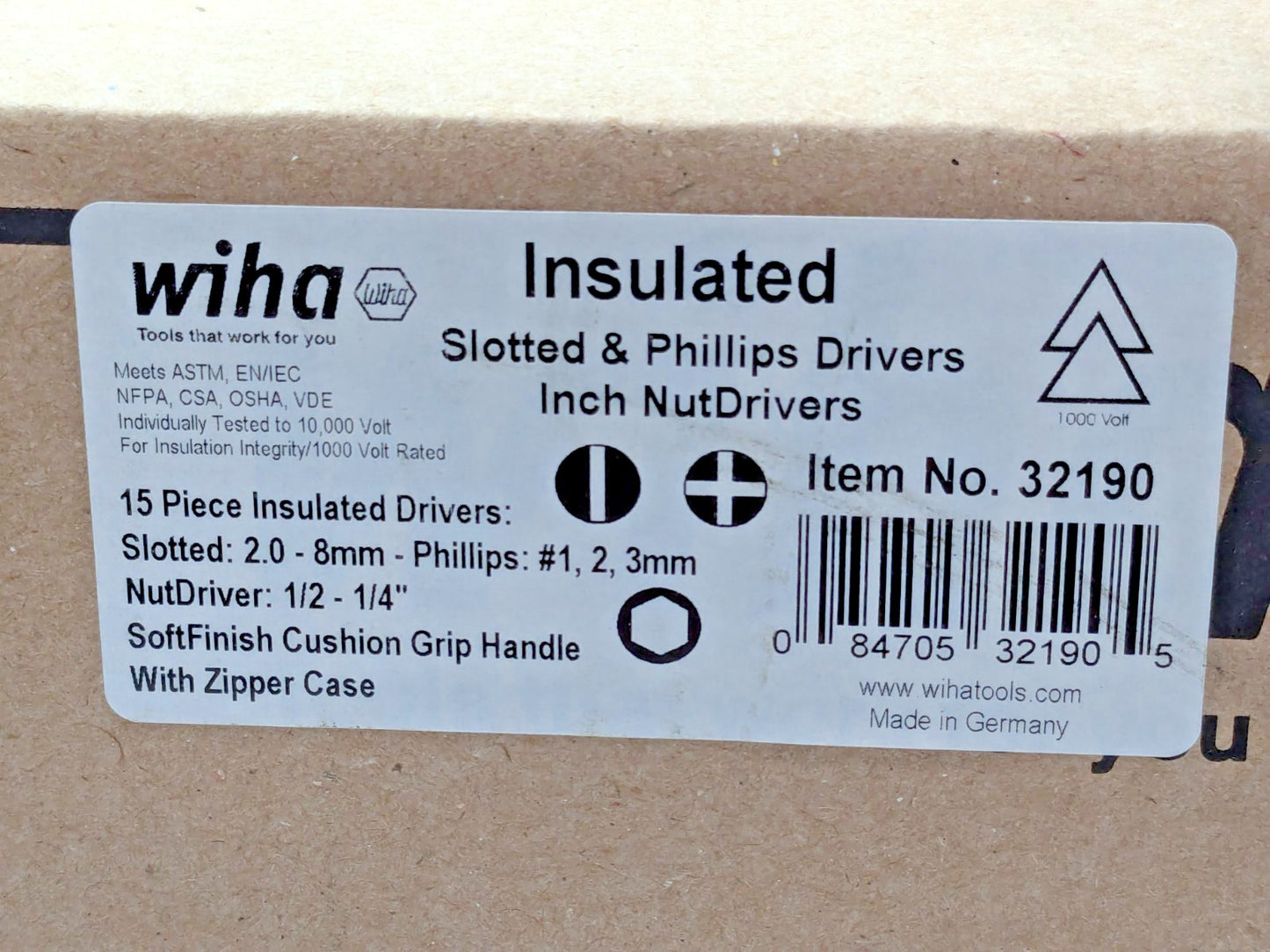Wiha 15 Piece Insulated Screwdriver/Nut Driver Set 32190