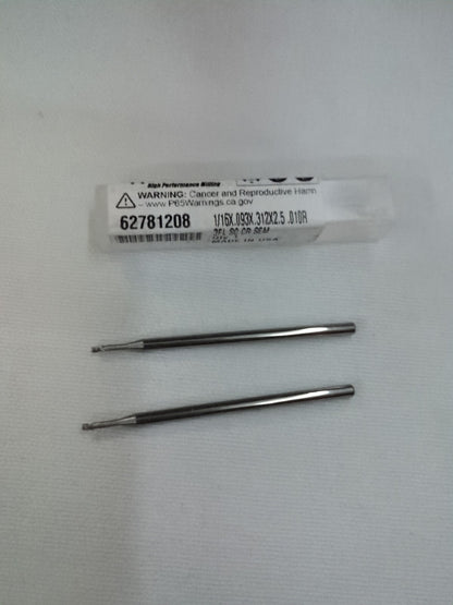 ACCUPRO Corner Radius End Mills: 1/16" Dia, 1.25" LOC, 3 Fl 14796237