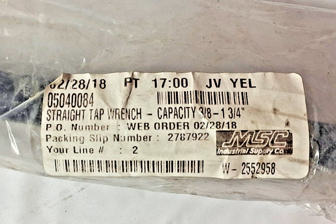 Interstate Steel L Straight Handle Tap Wrench 3/8-1-3/4 Cap 30 ARWR/SG/8