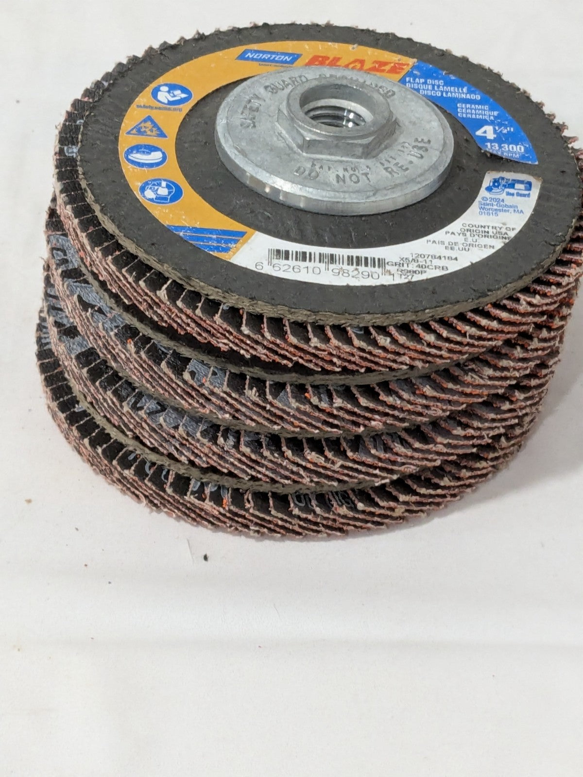 Norton Flap Disc: 4-1/2" Dia, Ceramic Alumina, Type 27 Qty 4 66261098290