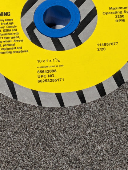 Tru-Maxx Grinding Wheel: 10" Dia, 1" Thick, 1-1/4" Hole Dia, 6625