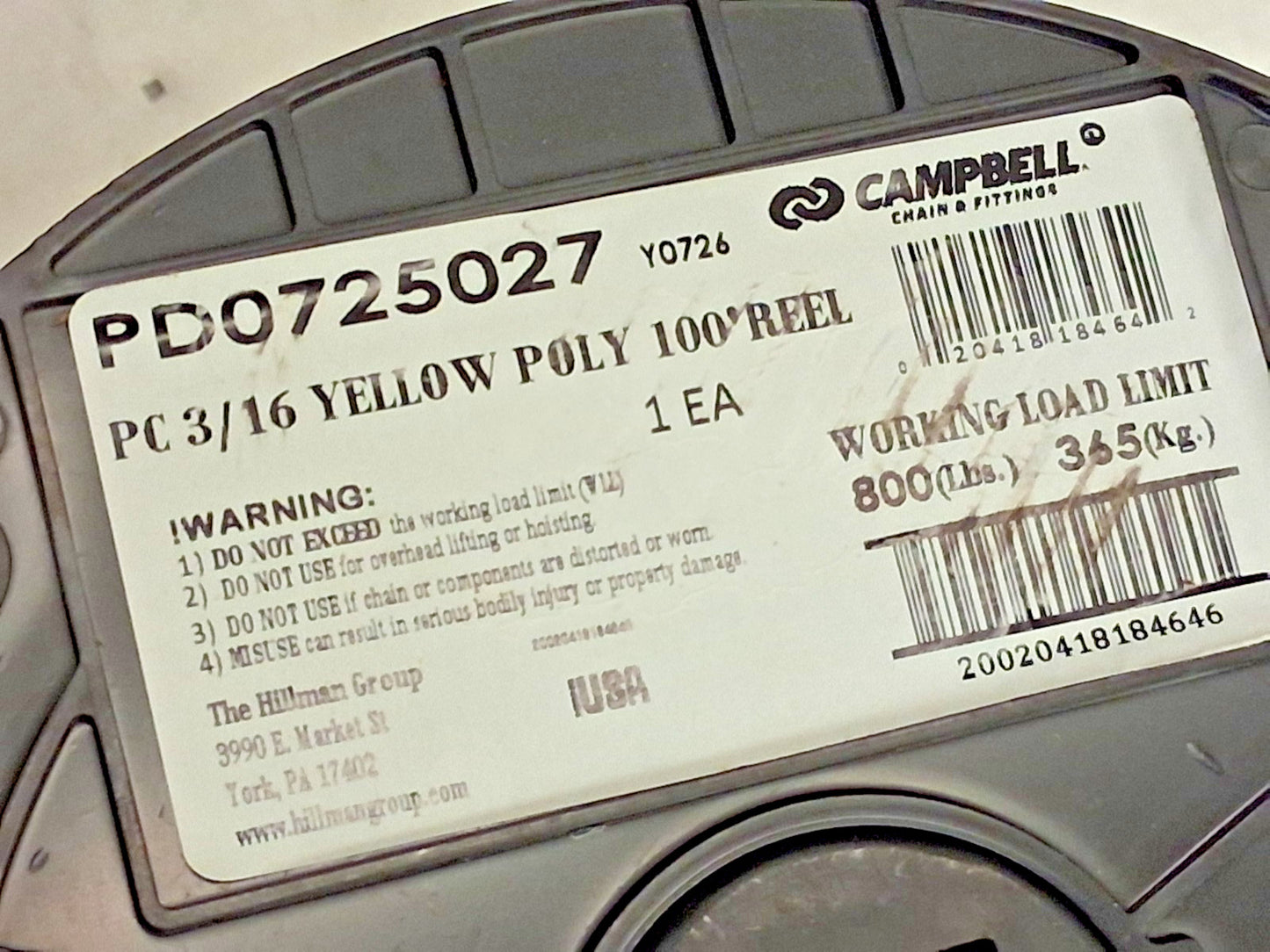 Campbell Welded Proof Coil Chain 3/16" PD0725027