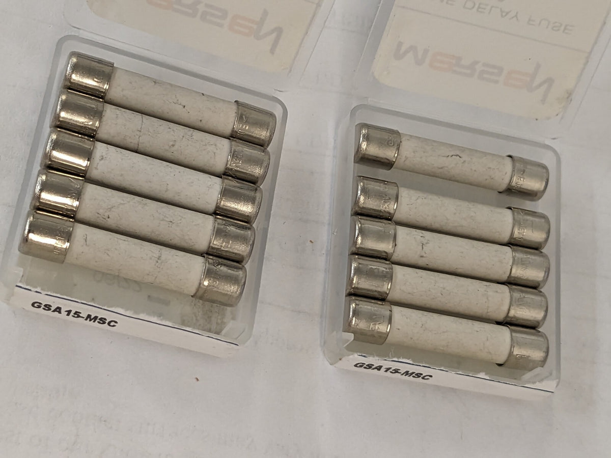 FERRAZ SHAWMUT Cylindrical Time Delay Fuse 10pc15 A 1-1/4 OAL1/4 Dia GSA15-MSC