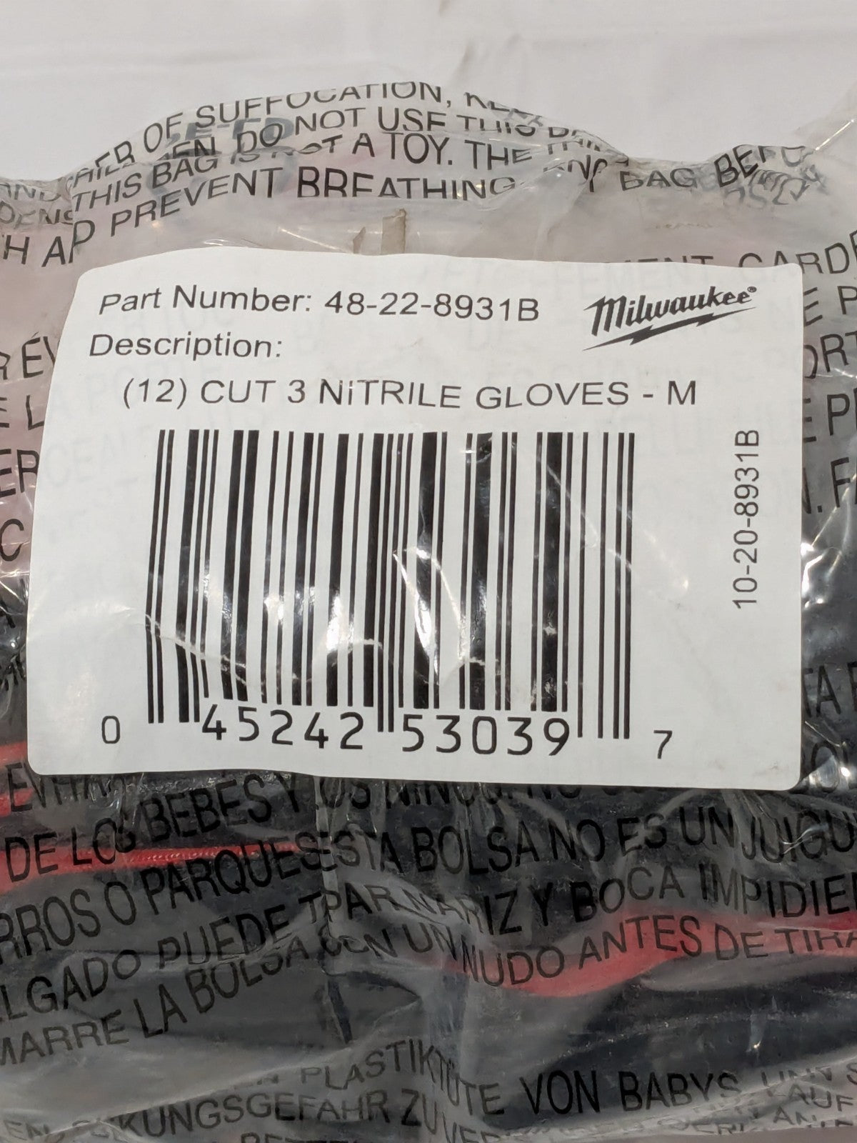 Milwaukee Gloves: Size Medium, ANSI Cut A3, Nitrile, Nylon 12 Pairs 48-22-8931B