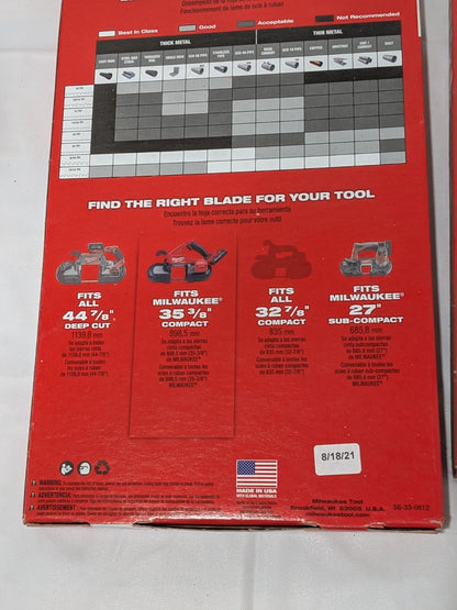 Milwaukee 18-TPI Compact Band Saw Blade 35-3/8" Thin Metal 4 Pack 48-39-052