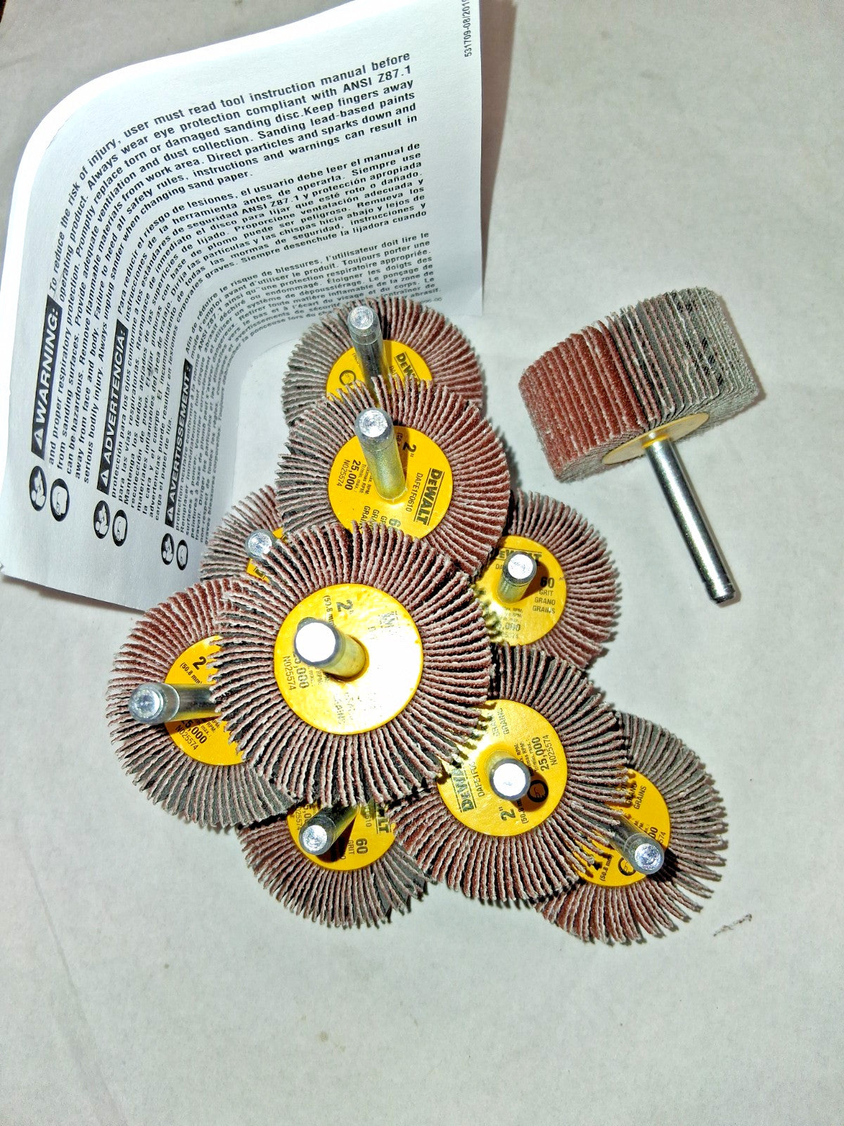 DeWALT Mounted Flap Wheel 2" Dia 1" Face Width 60 Grit DAFE1F0610