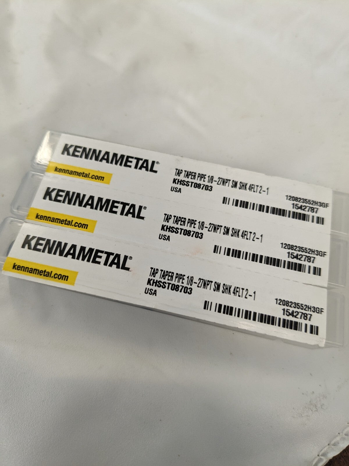 KENNAMETAL Standard Pipe Taps: 1/8-27 3pk 4fl hss 1542787