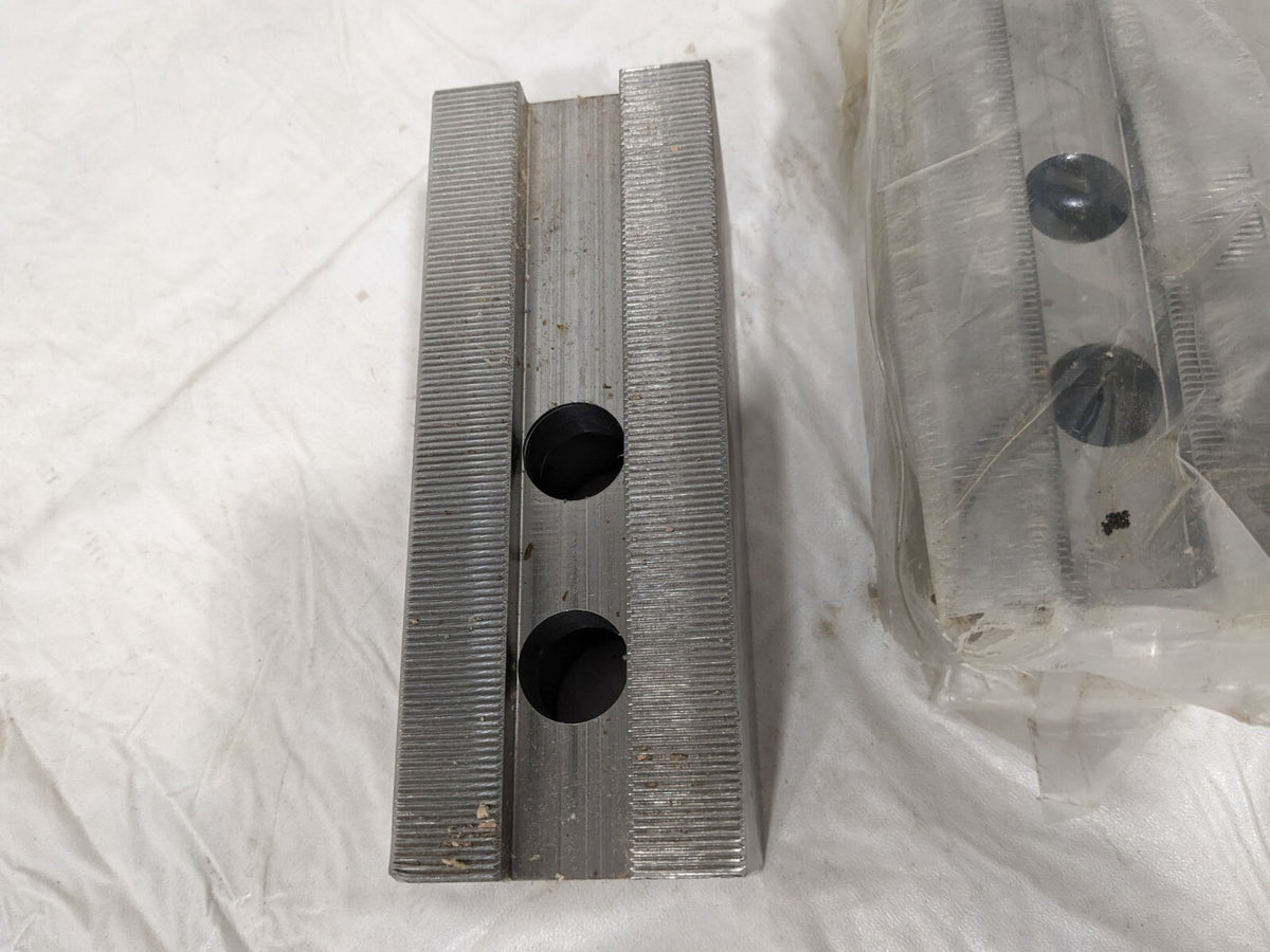 Soft Lathe Chuck Jaw: Serrated 6-1/2" OAL, 2-1/2" OAW, 2-5/8" OAH