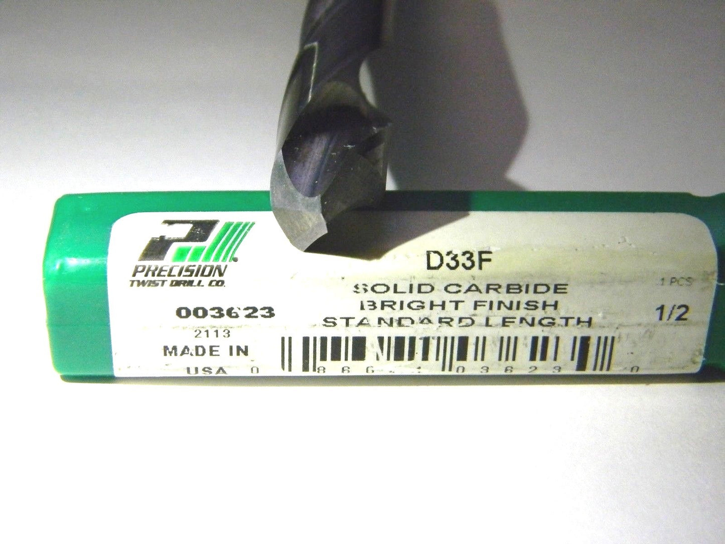 Precision D33F 1/2" x 3" x 4-3/4" 118° Carbide Jobber Length Dril