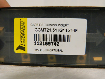 Interstate Carbide Turning Insert CCMT21.51 IF IG115T Grade Qty 10 112169740