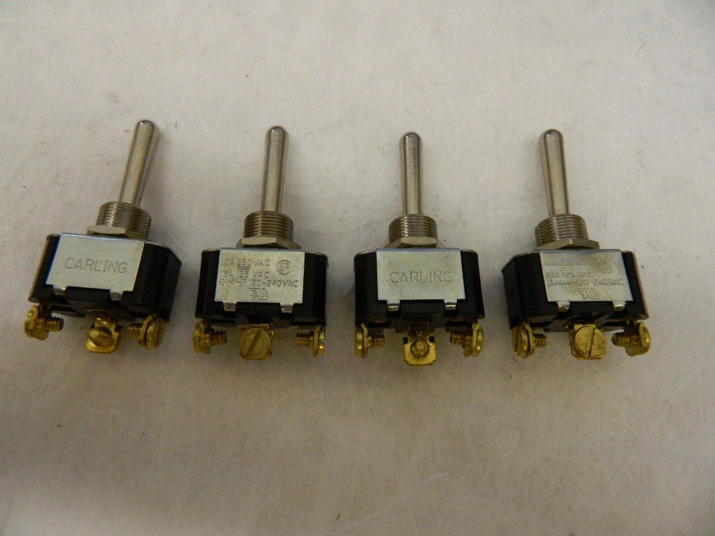 Carling Toggle Switch qty 4 ,SPDT, 10A @ 250V, Screw 6FC54-73