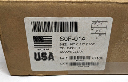 PVC Tube Clear 3/16" ID x 5/16" OD x 100ft  SOF-014