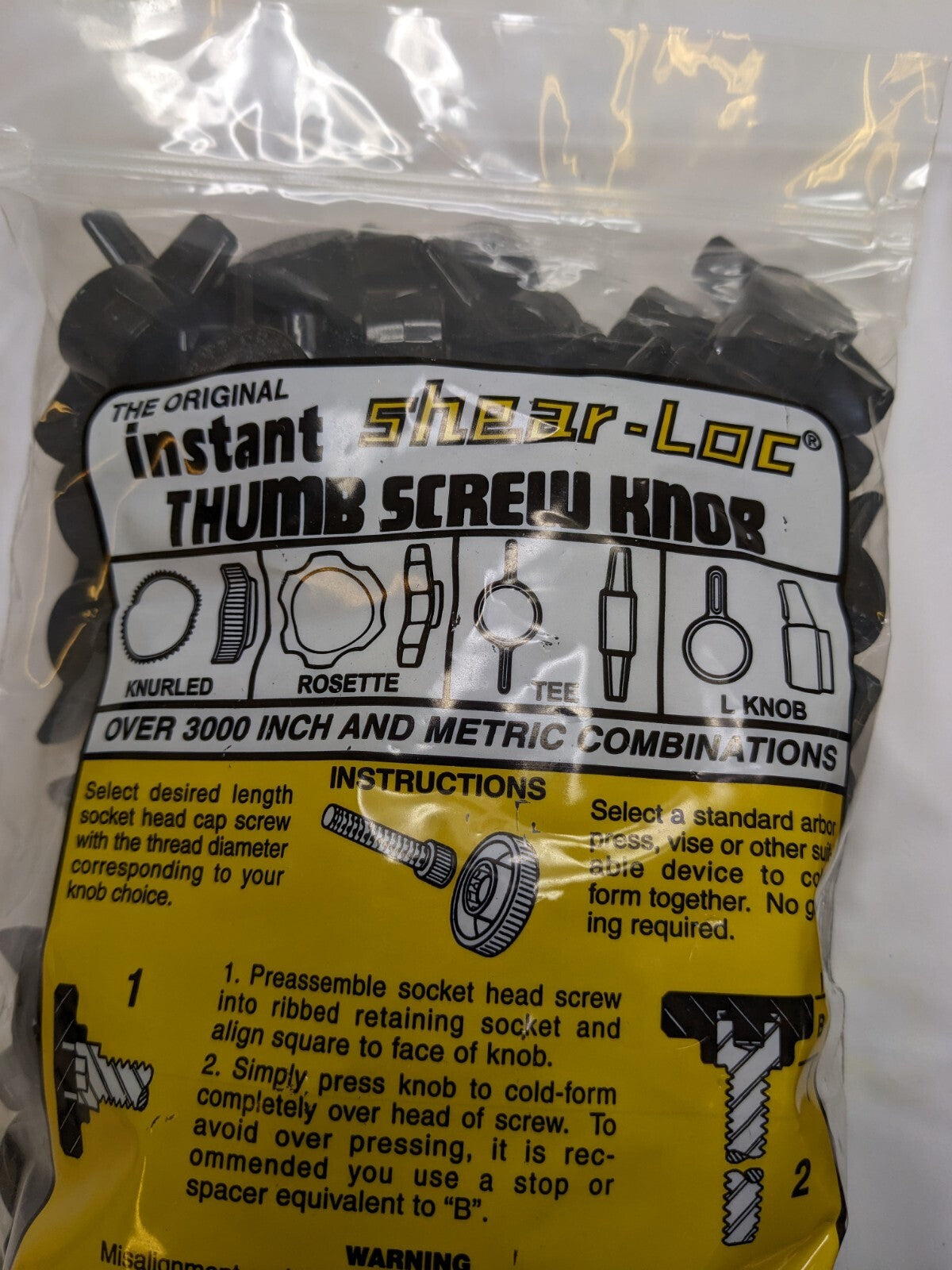 Shear-Loc Plastic Thumb Screw: Tee Head 45 mm Head Dia Qty 200 83-98-940B