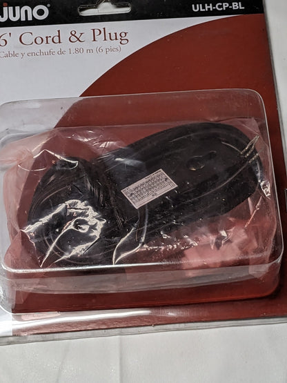 Juno Lighting 6 Cord And Plug Connector 3-Wire Black ULH-CP-BL