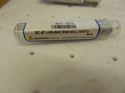 OSG Square End Mill: 3/16" 4 Fl 30 ° Helix qty 3 447-1875