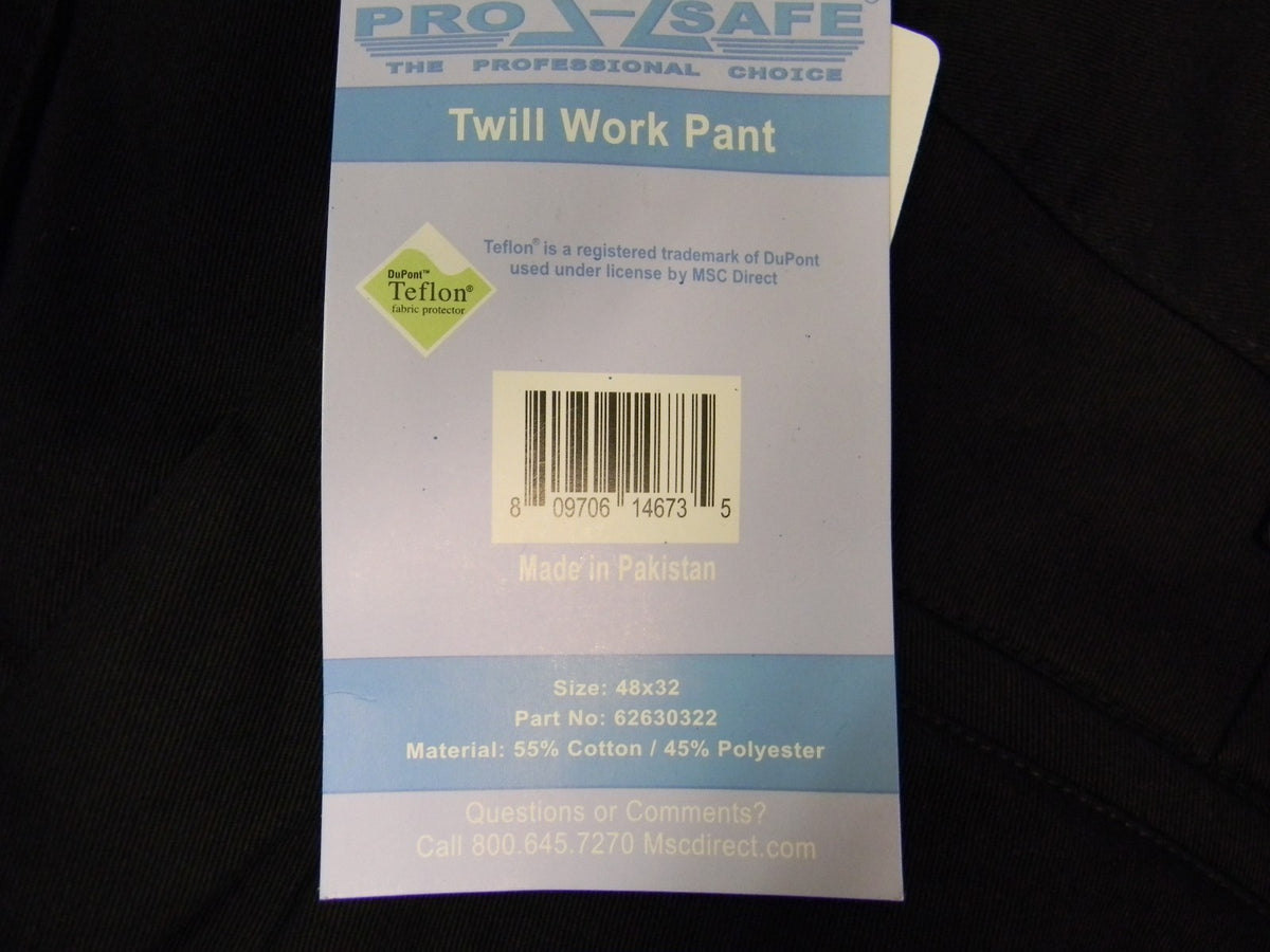 Pro safe BLK twill work pants 48X32 QTY 2  62630322