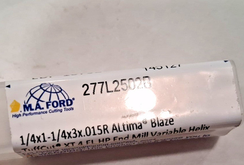 M.A. Ford Corner Radius End Mill Corner Radius 4 FL Solid Carbide 277L2502B