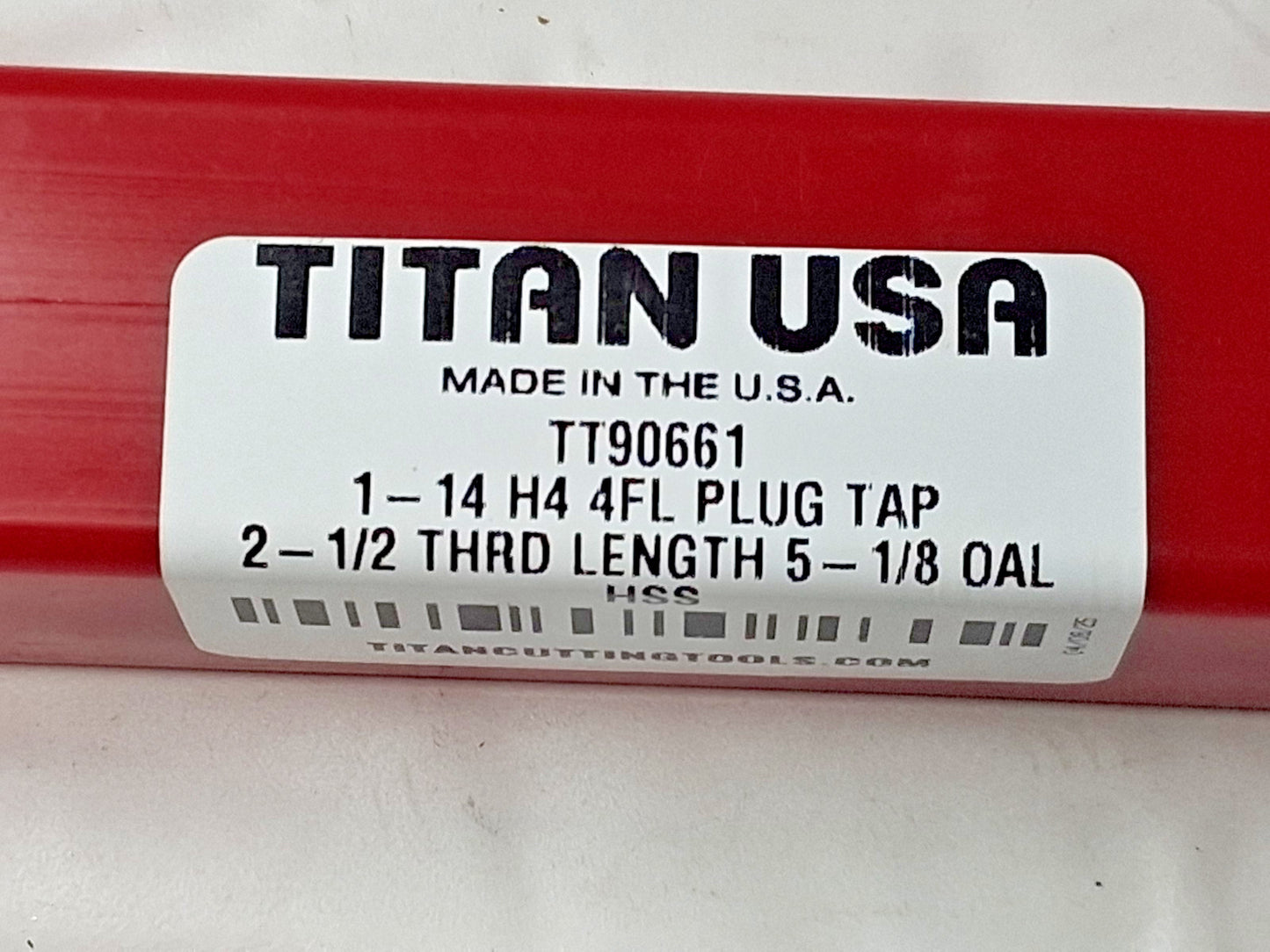 Titan USA Straight Flute Taps HSS 1-14 UNS 4FL Bright TT90661
