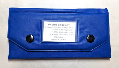 Radius Gage 26pc Set with Case  Steel  0.01 - 0.5" Radius  615-4126