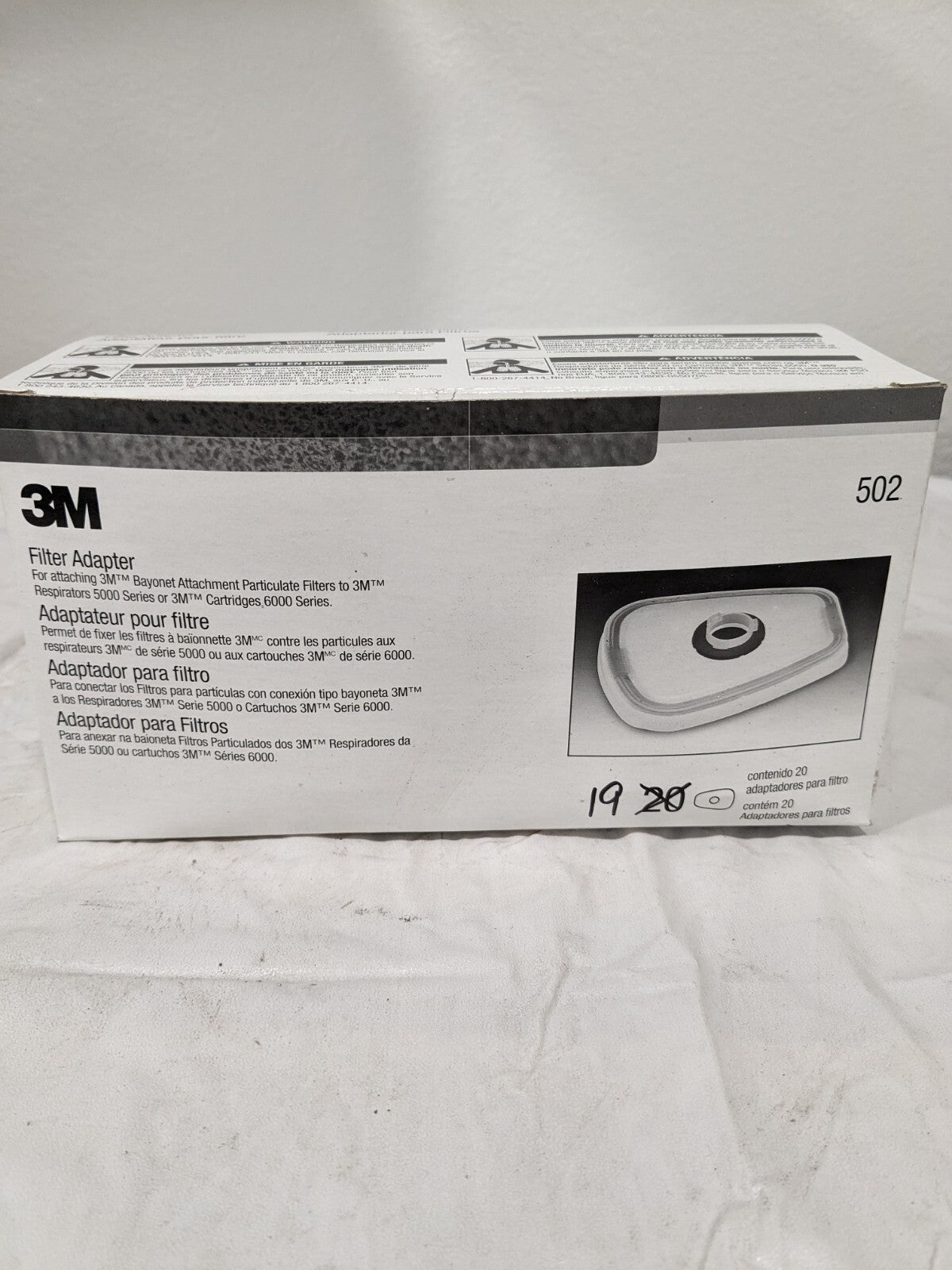 3M Facepiece Filter Adapter: White, for Half &amp; Full Facepieces Qty 19 700000