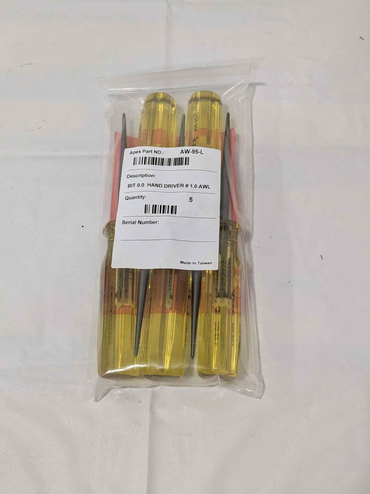 APEX  Tool Steel Awl, 0.307" Shank Diameter, 4" Shank Length Pack of 5