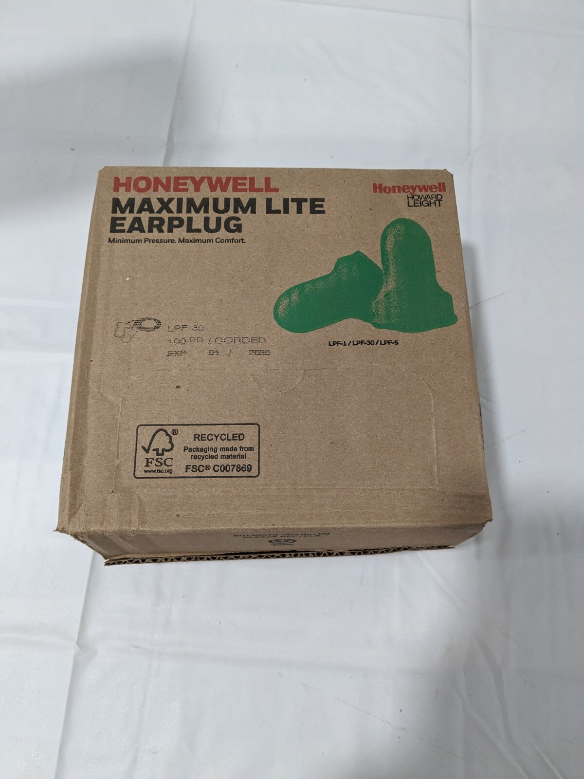 Howard Leight Earplugs: 30 dB, Foam, Contoured, Roll Down, Corded Qty 100 LPF-30