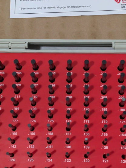 Vermont Gage Class ZZ Plug Gage Set: 0.011 to 0.25" Range, 240 Pc 901200300