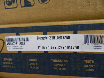 Lenox Welded Band Saw Blade 10 to 14 TPI 11' 5" x 1/4" x 0.025" 48489D2B113480
