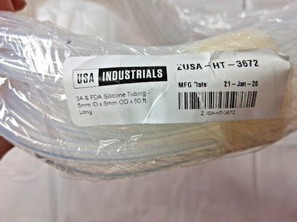 Professional Silicone Tubing 5 mm ID 8 mm OD 50 ft Lg ZUSA-HT-3672