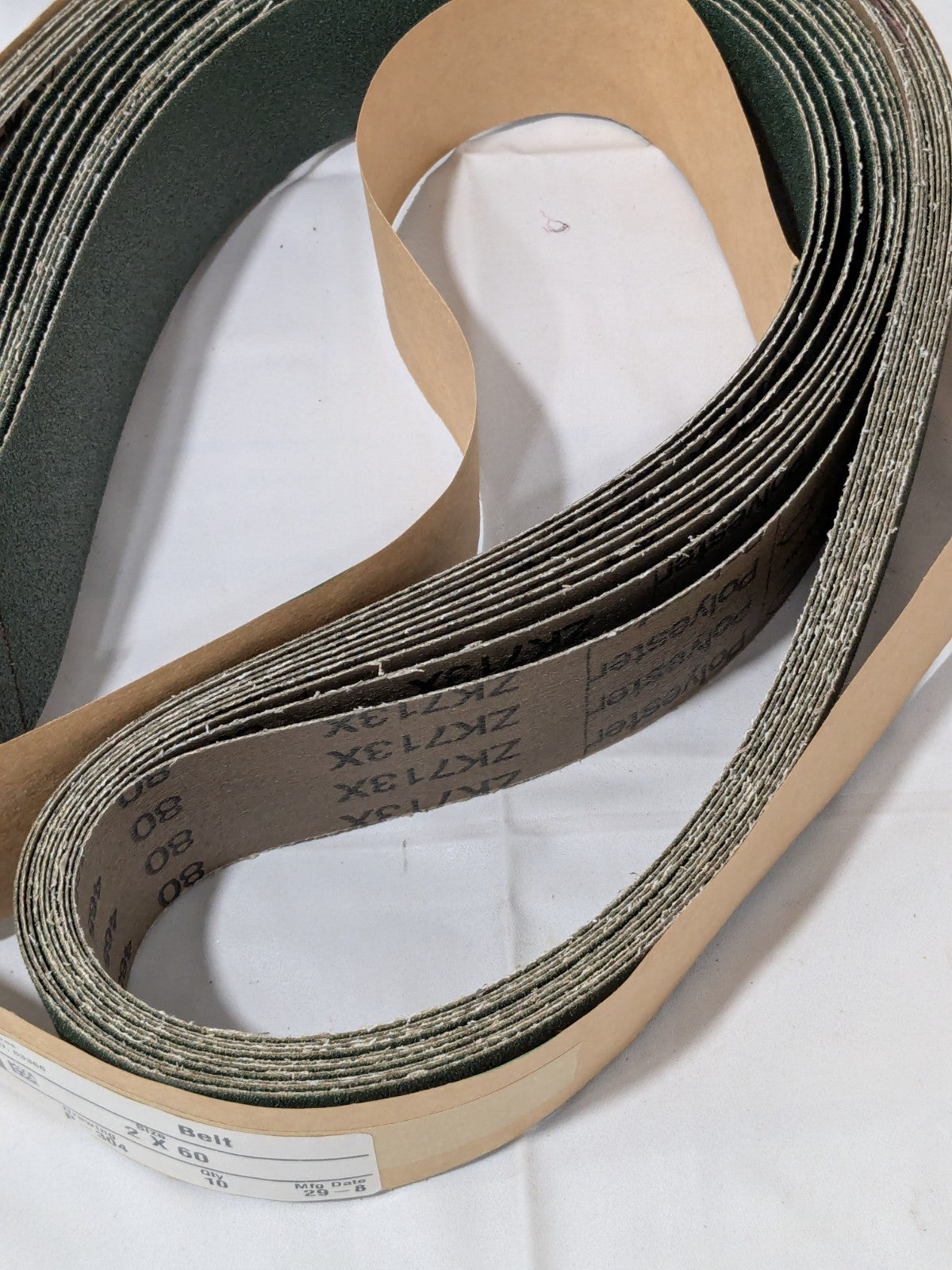VSM Abrasive Belt: 2" Wide, 60" OAL, 80 Grit, Zirconia Alumina 10 Pack 319559