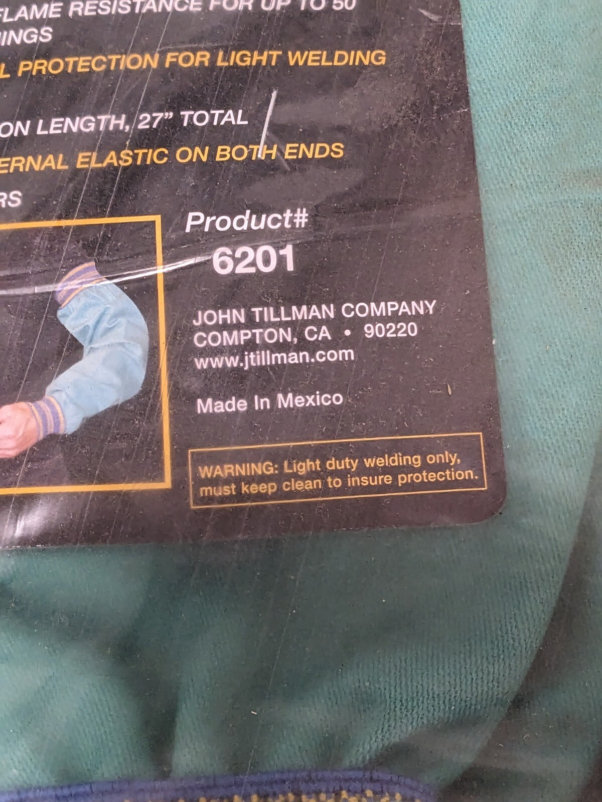 Tillman 9oz FR Cotton Protective Welding Sleeve W/Elastic Wrist&Top 6 Pairs 6201