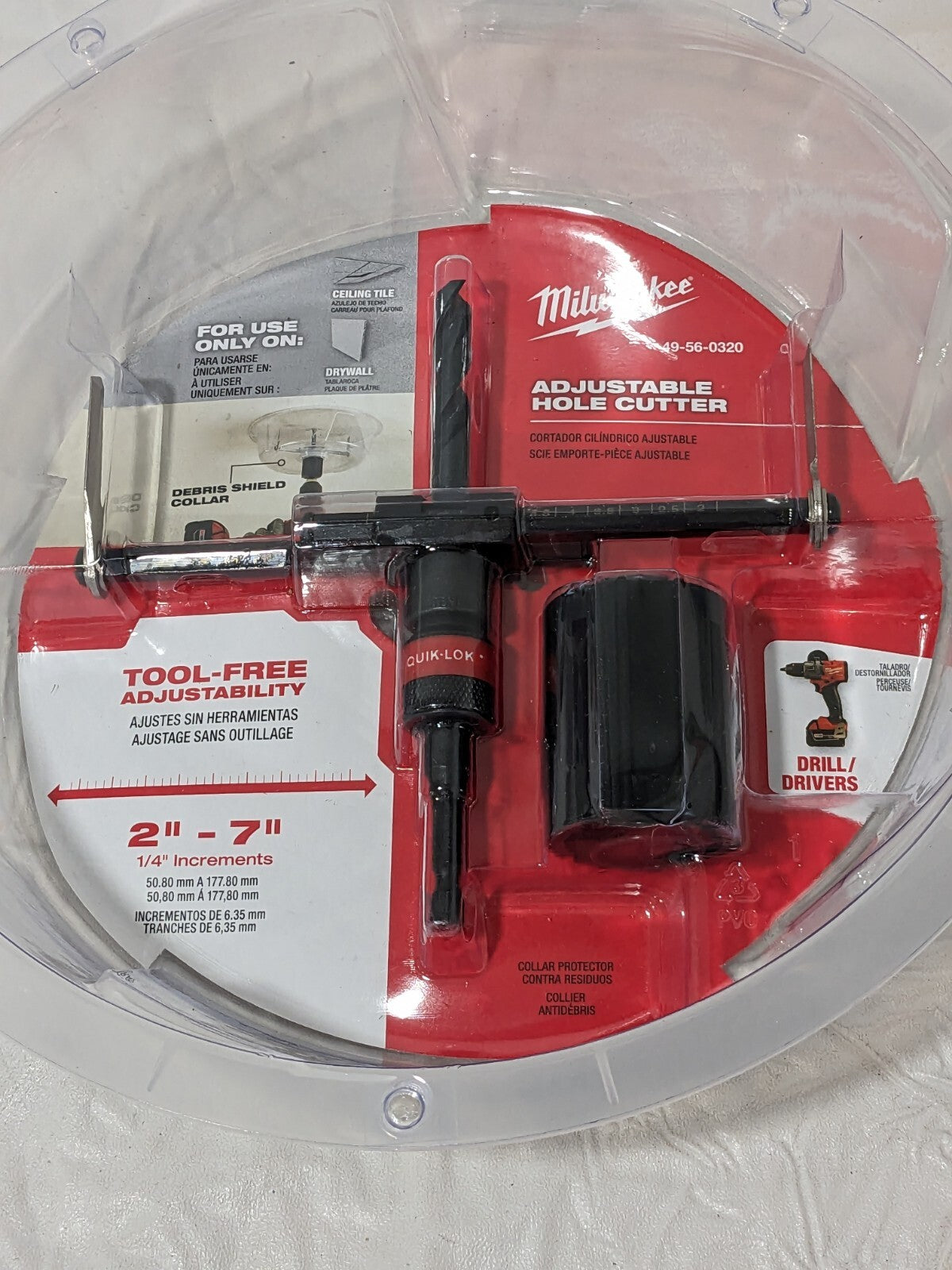 Milwaukee Circle Cutter Tool 2 to 7" Cutting Diam, 1" Cutting Depth 49