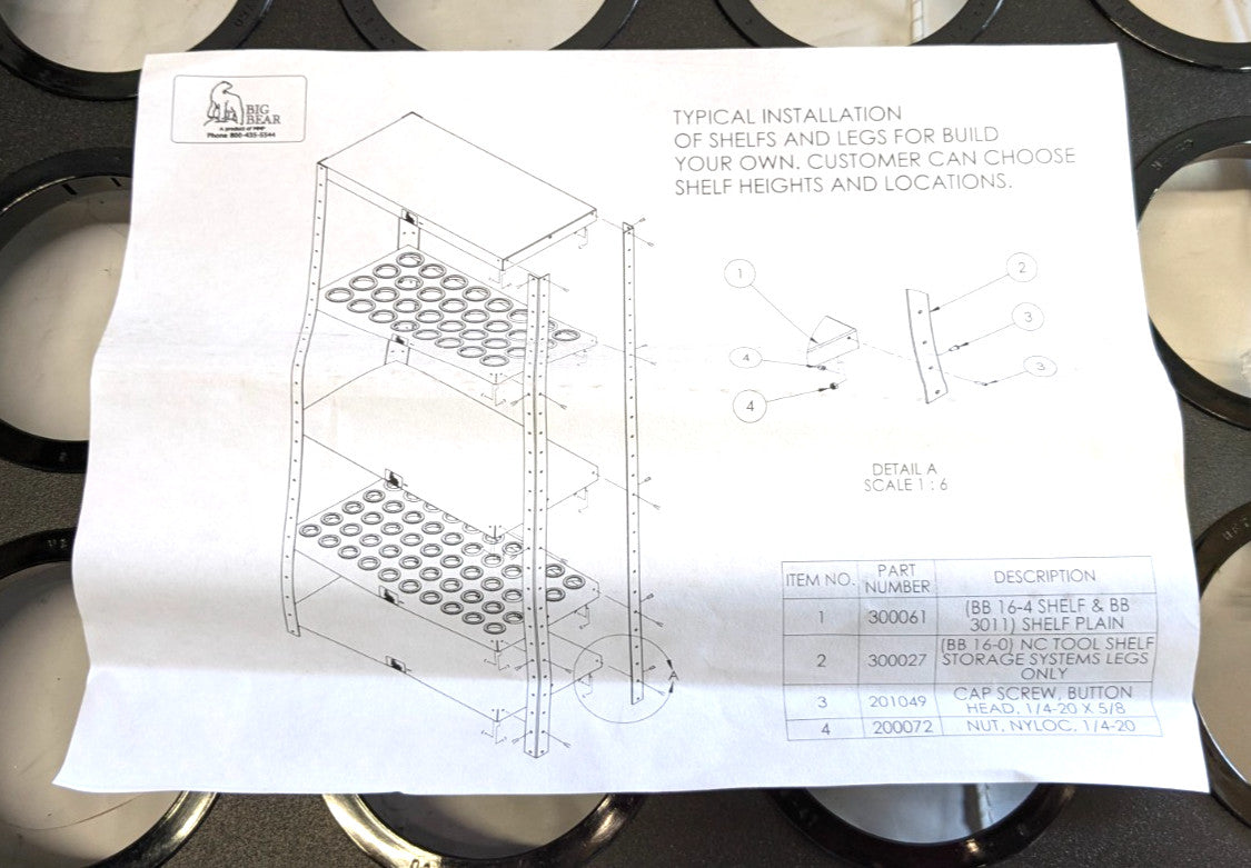 BIG BEAR ENTERPRISES CAT50 V & BT Shelf  16-3