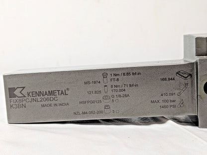 Kennametal Indexable Turning Toolholder 6"OAL FIX8PCJNL206DC 6913101