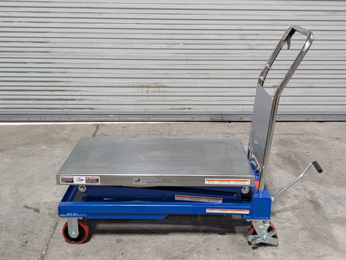 Vestil Hydraulic Elevating Cart 800 lb. Capacity 35 x 20 Platform CART-800-D-TS
