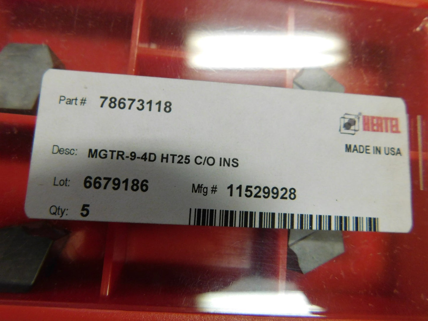 Hertel Cut-Off Inserts MGTR-9-4D Grade HT25 QTY 5  78673118