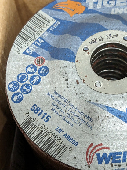 WEILER Depressed-Center Wheel: Type 27, 4-1/2" Dia, 1/8" Thick Qty 25 58115