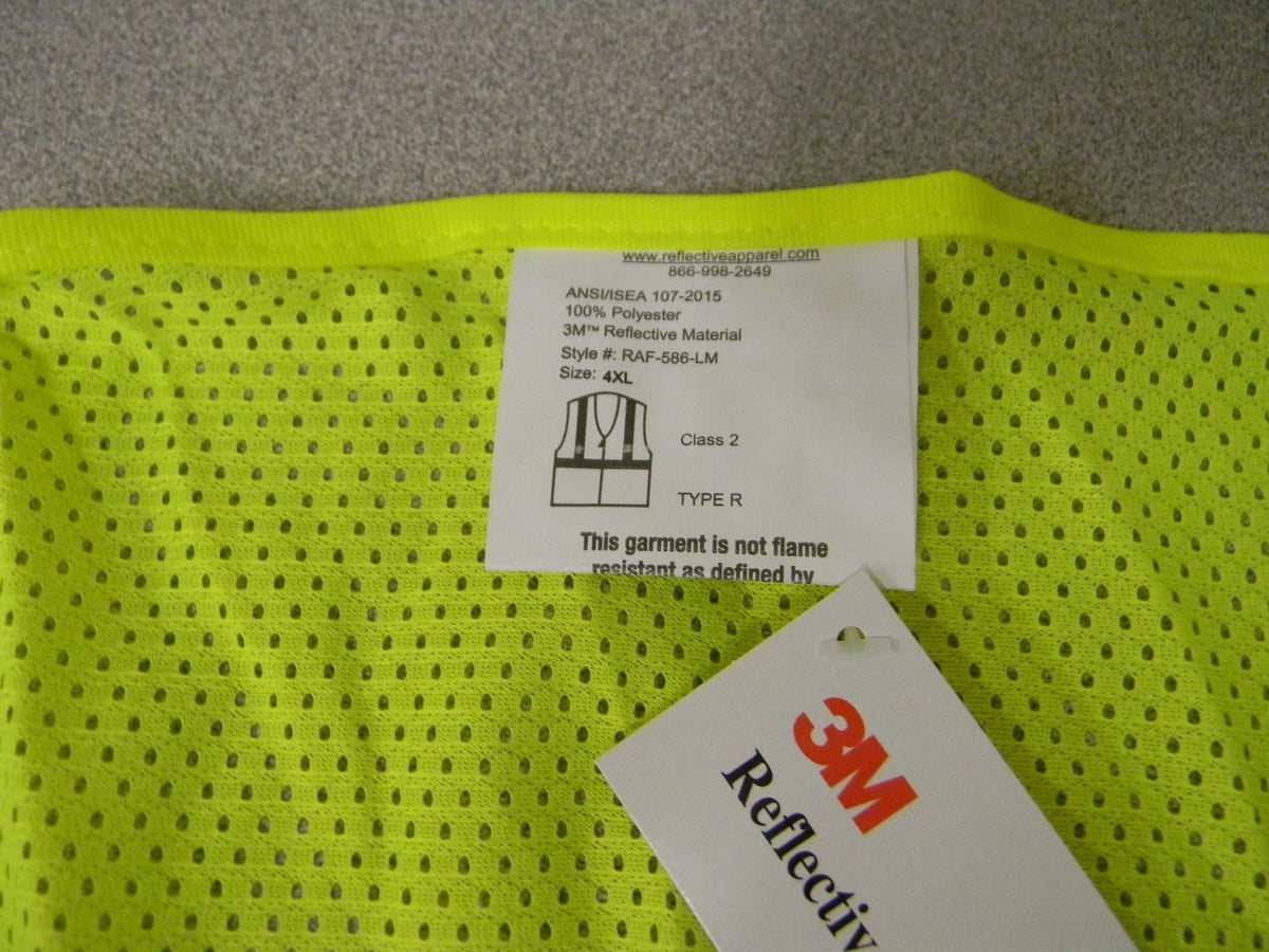 3M Reflective 5 PT Breakway Yellow 4XL Hi Vis Safety Vest QTY 4 582-ET-LM-4XL