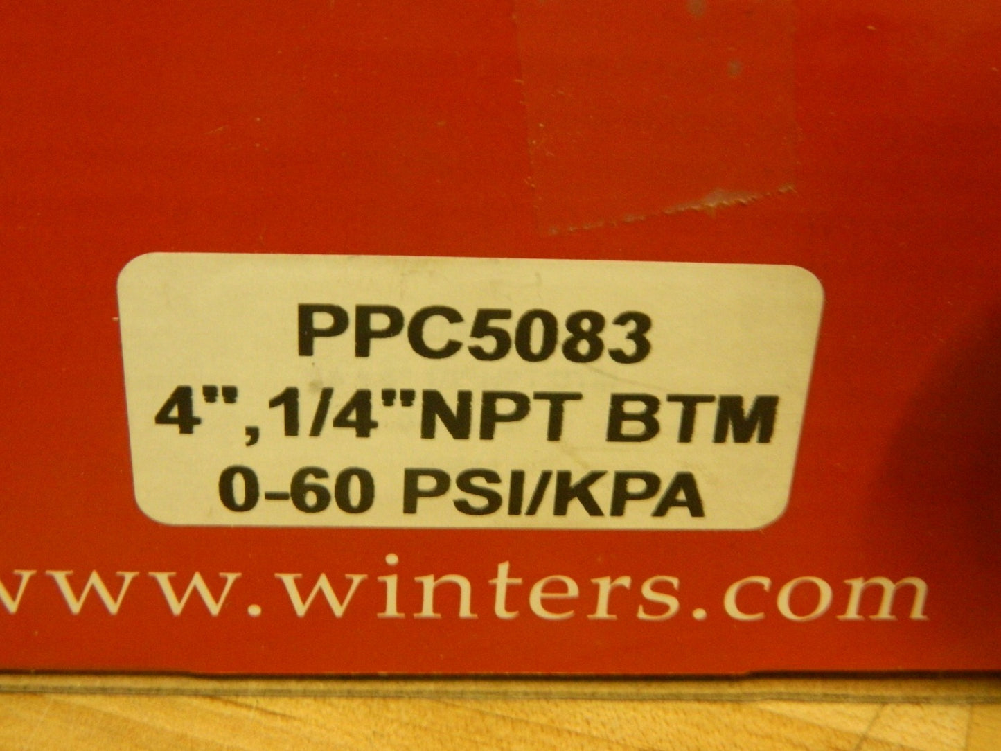 Winters Pressure Gauge 4-1/2" Dial 1/4 Thread 0-60 Scale Range PPC5083