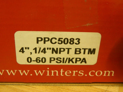 Winters Pressure Gauge 4-1/2" Dial 1/4 Thread 0-60 Scale Range PPC5083