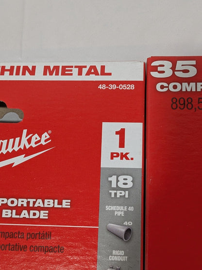 Milwaukee 18-TPI Compact Band Saw Blade 35-3/8" Thin Metal 4 Pack 48-39-052