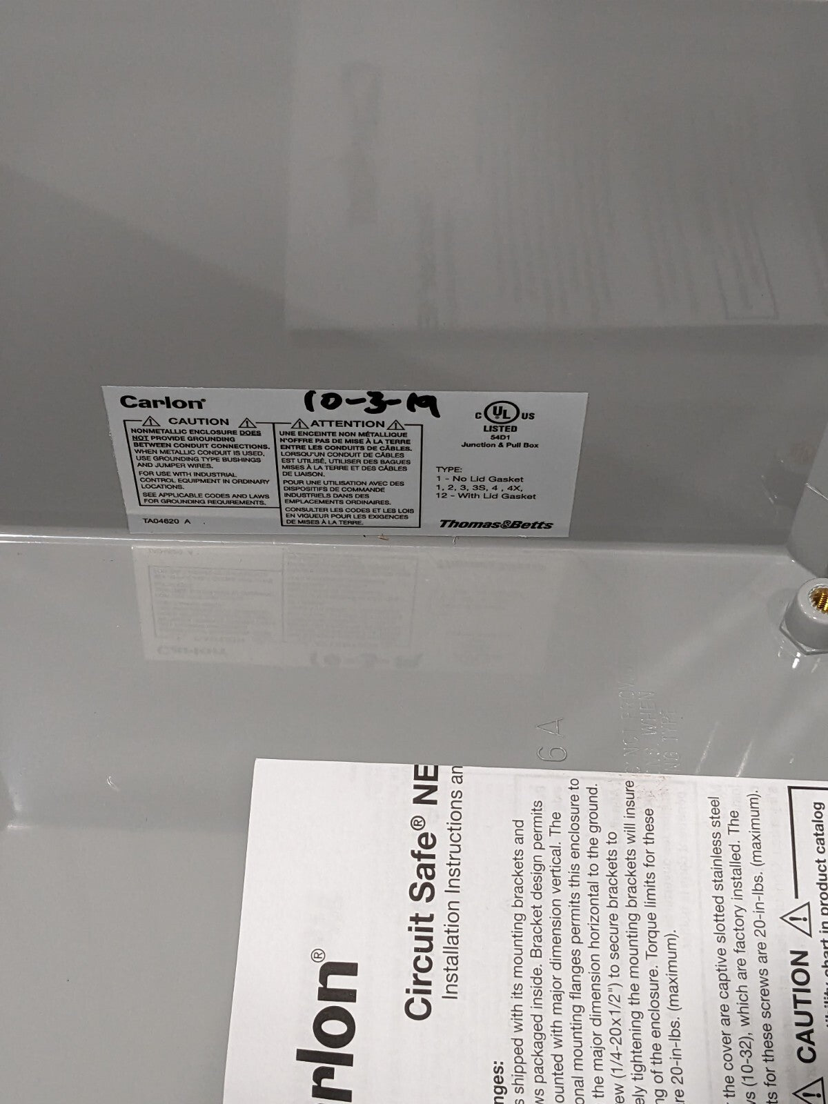 T&amp;B Polycarbonate Standard Enclosure with Screw Flat Cover 8"X10"X