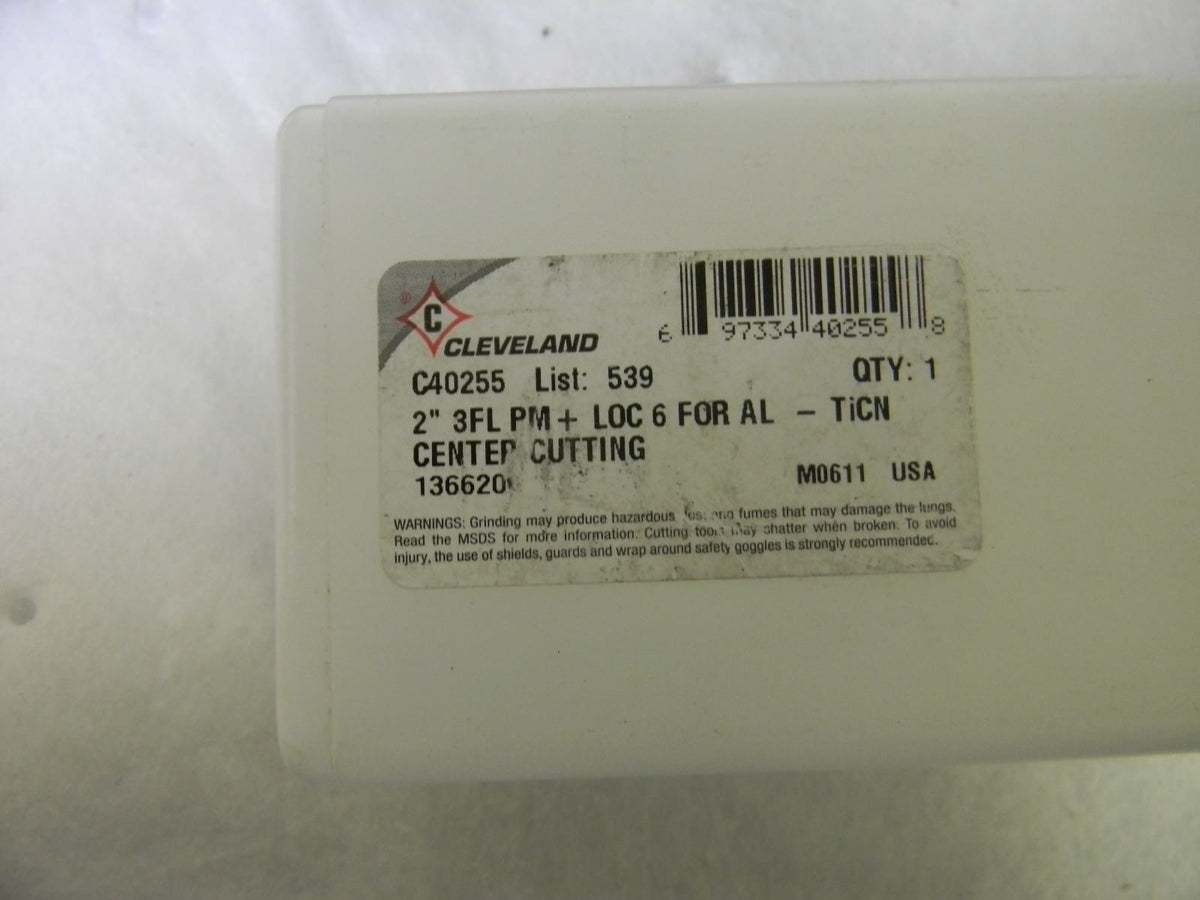 Cleveland Center Cutting End Mill 2 Dia 3Fl PM Plus TiCN Coat 10 OAL C40255
