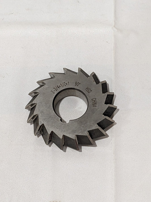 Double Angle Milling Cutter: 90 °, 2-3/4" Dia, 1/2" Width, 1" Arbor 328-6211