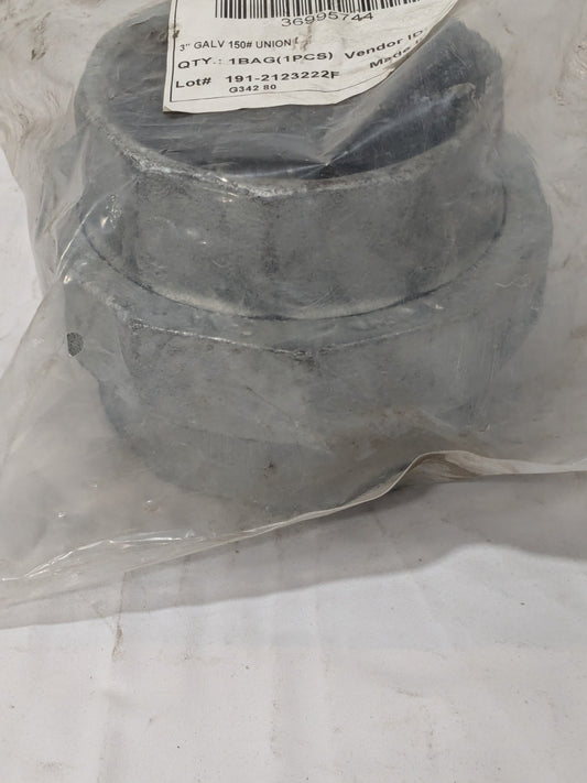 Malleable Iron Pipe Union: 3" Fitting Threaded, 300 psi Liquid & Gas G342 80