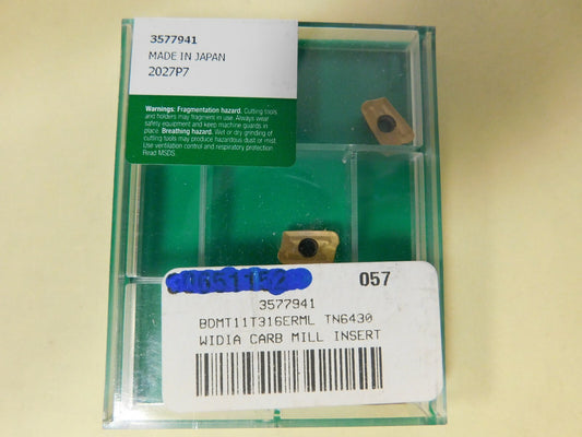 Widia carbide Mill Inserts BDMT11T316ERML GradeTN6430  QTY 5  3577941