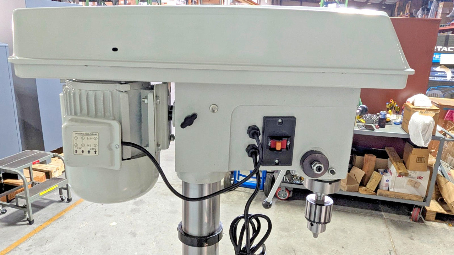 ENCO Drill Press  17" Swing  115/230V  1HP  12 Speed Step Pulley  MT3