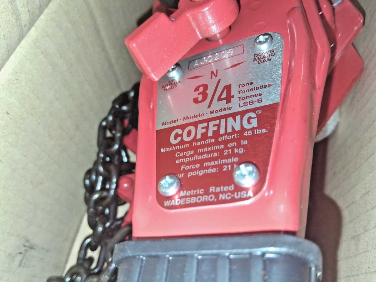 Coffing Lift Height Chain Manual Lever Hoist  1,500 Lb 10' 09421W