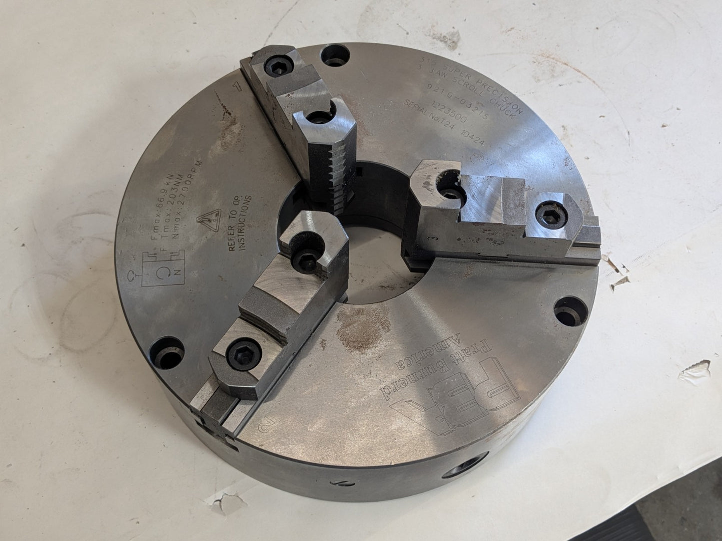 Pratt Burnerd Precision Lathe Chuck 3-Jaw Self Centering 12" Diameter 12235