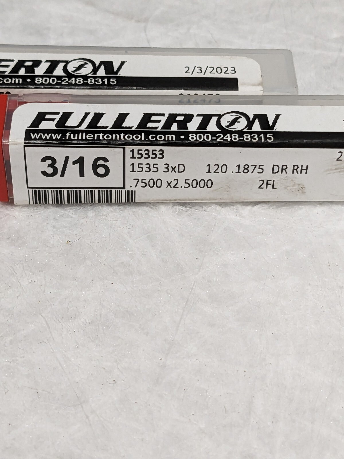 Fullerton 3/16" SC Uncoated Jobbers Length Drill Qty 2 15353